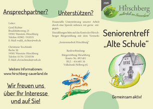 Flyer Seniorentreff "Alte Schule" Flyer Seniorentreff "Alte Schule"