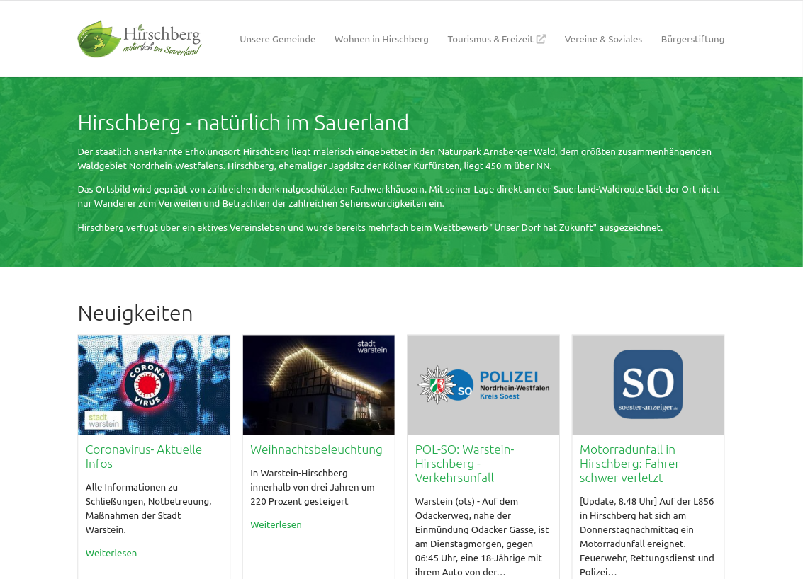 Screenshot hirschberg-sauerland.de Screenshot